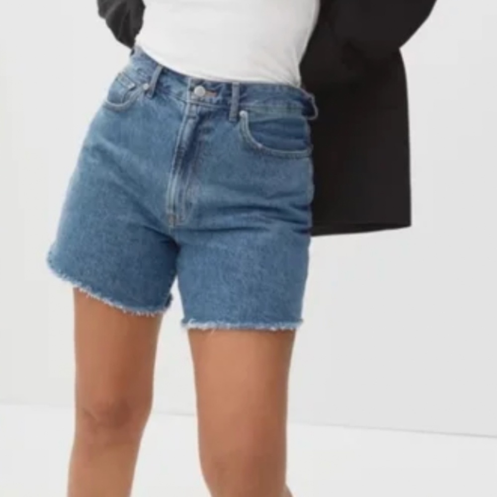 Everlane A Line High Waist Organic Cotton Denim Shorts